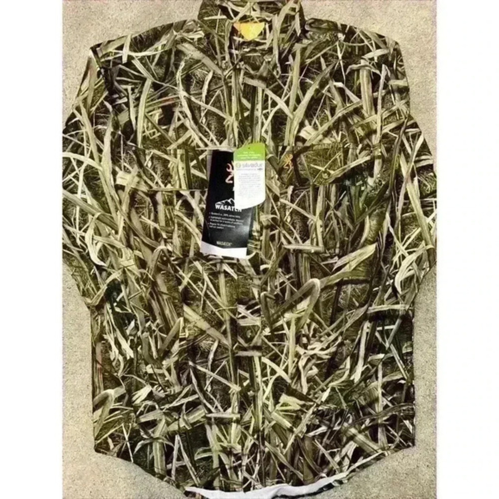 NEW BROWNING SMALL‎ WASATCH CB SHIRT LONG SLEEVE BUTTON UP SHADOW GRASS CAMO